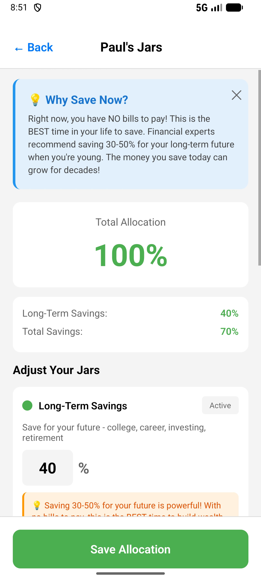 Jar Allocation Setup
